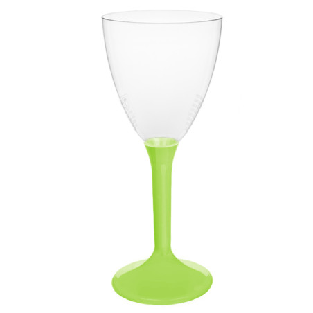 Verre à Vin Réutilisable PS Pied Vert Citron 180ml 2pcs (200 Utés)