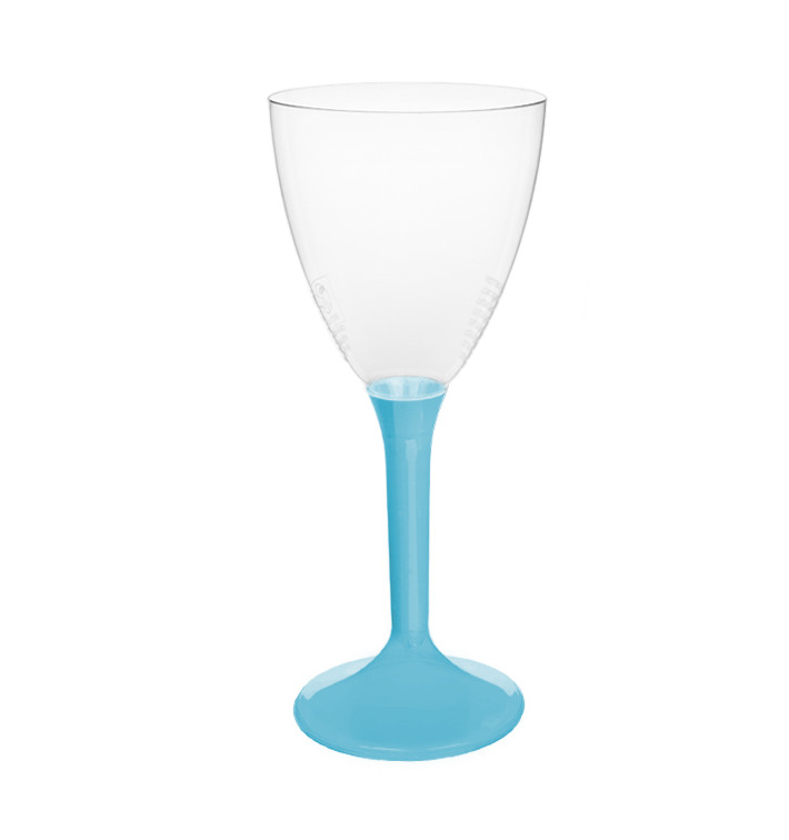 Verre Plastique Vin Pied Turquoise 180ml 2P (200 Utés)