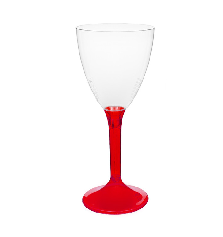 Verre Plastique Vin Pied Rouge Transp. 180ml 2P (200 Utés)