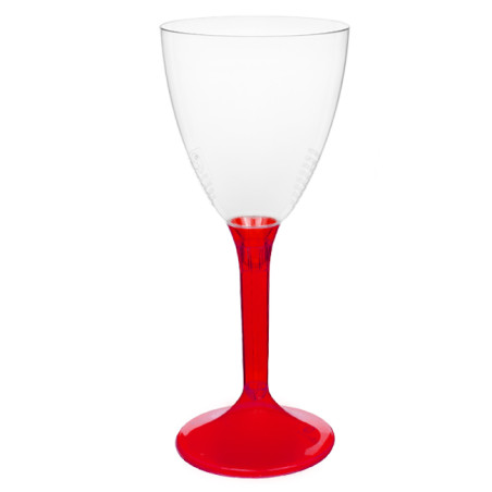 Verre à Vin Réutilisable PS Pied Rouge Transp. 180ml 2pcs (200 Utés)