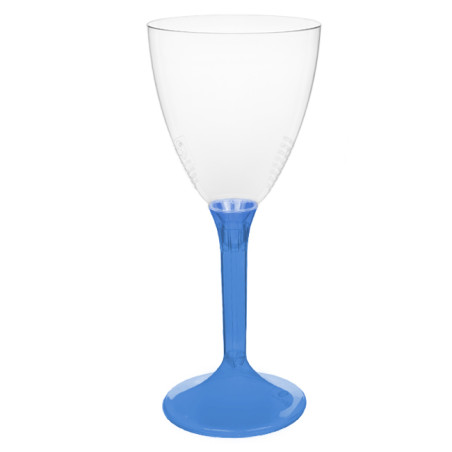 Verre à Vin Réutilisable PS Pied Bleu Transp. 180ml 2pcs (20 Utés)