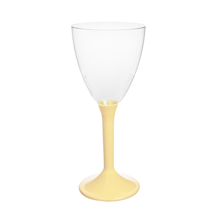 Verre Plastique Vin Pied Crème 180ml 2P (20 Utés)