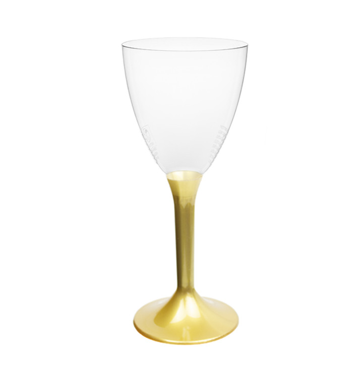 Verre Plastique Vin Pied Or 180ml 2P (200 Utés)