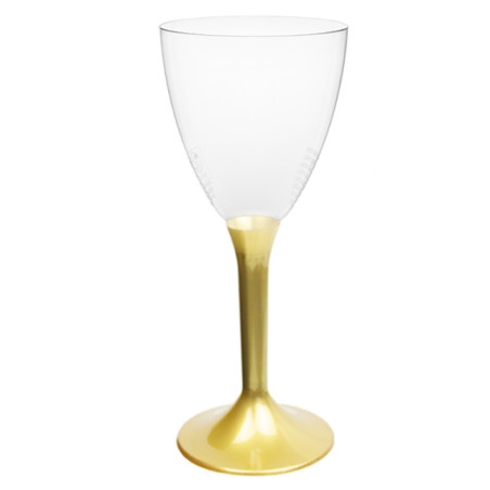 Verre à Vin Réutilisable PS Cristal Pied Or 180ml 2pcs (200 Utés)