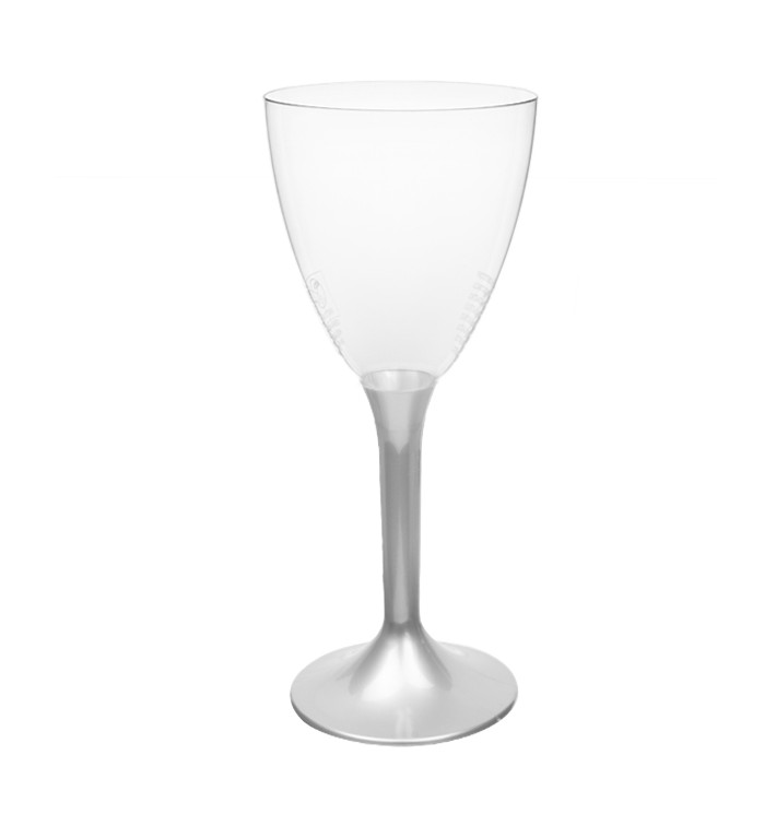 Verre Plastique Vin Pied Gris 180ml 2P (200 Utés)