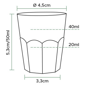 Verre Plastique à Shot Transp. PS Ø45mm 50ml (50 Utés)