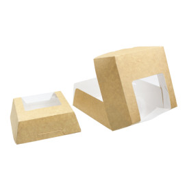 Boîte en Carton Kraft avec Fenêtre 140x140x50mm (25 Utés)