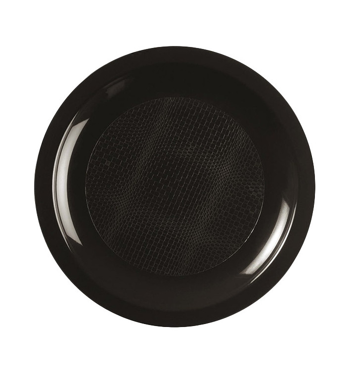 Assiette Plastique Réutilisable Plate Noir PP Ø185mm (600 Utés)