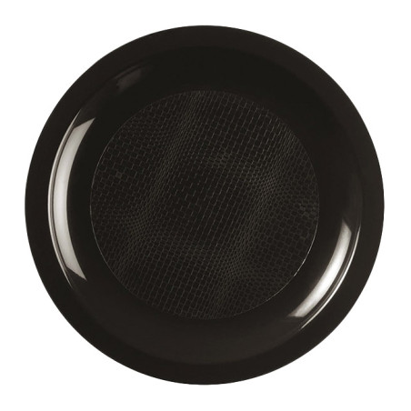 Assiette Dure Réutilisable Plate Noir PP Ø18,5cm (600 Utés)