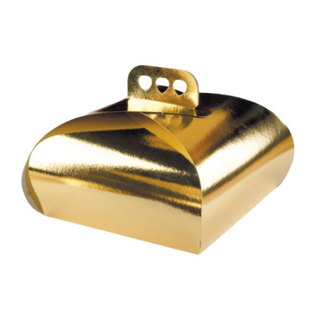 Papieren cake doosje met Hendel Cake vorm goud 27,5x27,5x14cm (100 stuks)