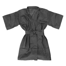 Kimono PP non Tissé avec Ceinture et Poche Noir (1 Utés)