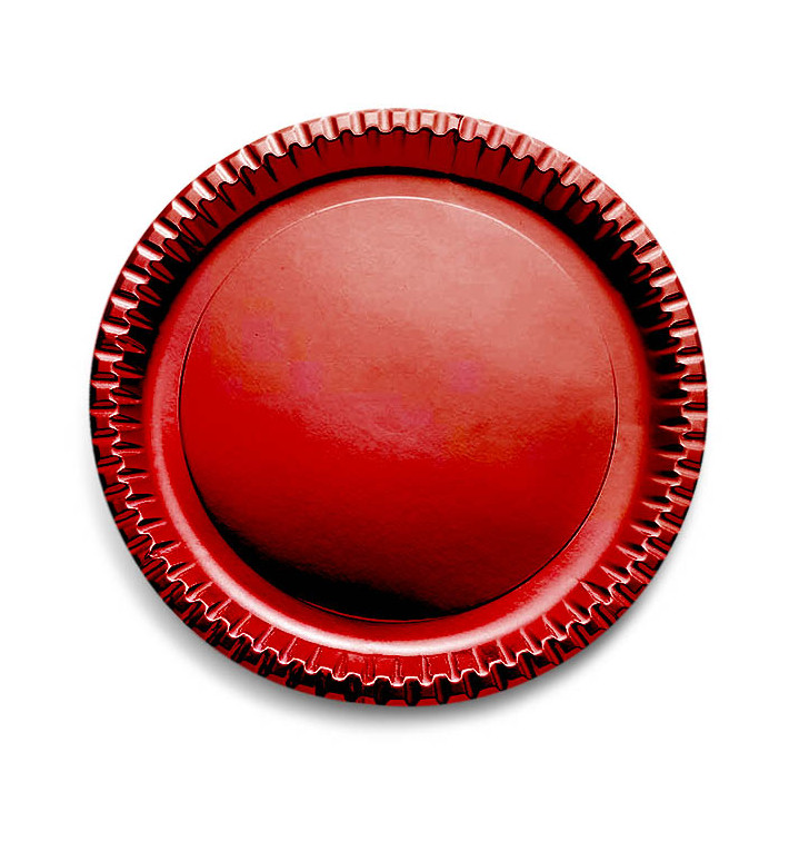 Papieren bord Rond vormig "Party" rood 29cm (6 stuks) 