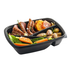 Plastic deli Container PP 3C zwart 900ml 23x17x5cm (300 stuks)