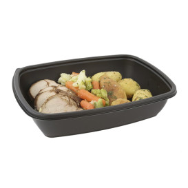 Plastic deli Container PP zwart 900ml 23x16,5cm (300 stuks)