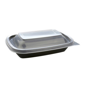 Plastic Deksel voor Deli Container PP Rechthoekige vorm zwart 20x13cm (50 stuks)