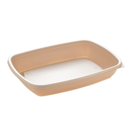 Barquette en Plastique PP Réutilisable Crème 600ml 23x16,5cm (75 Utés)