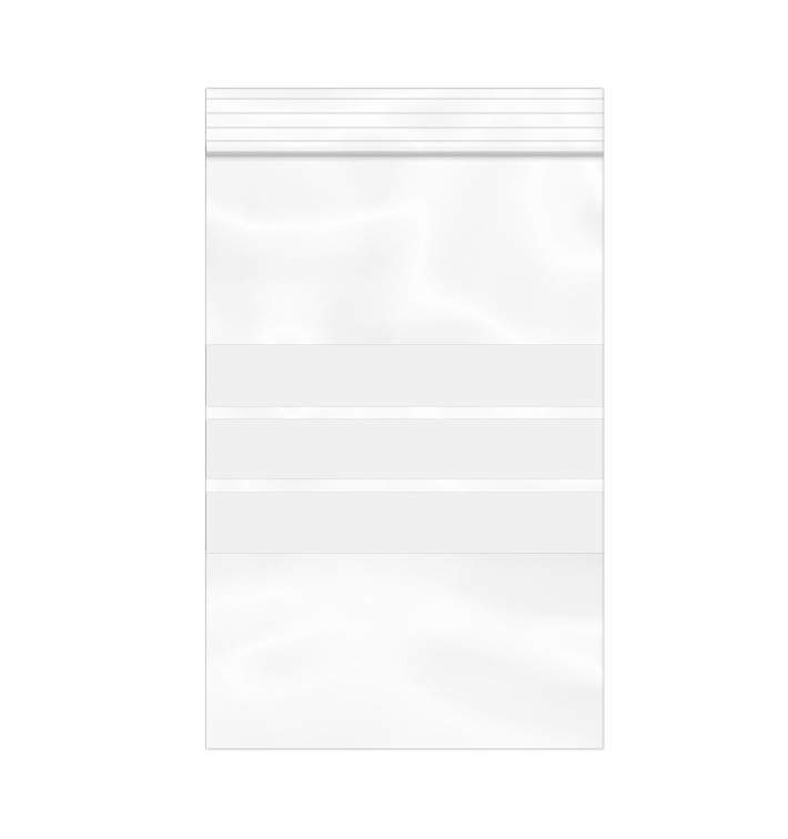 Sac en PE Fermeture zip à bandes blanches 12x18cm G160 (1000 Utés)