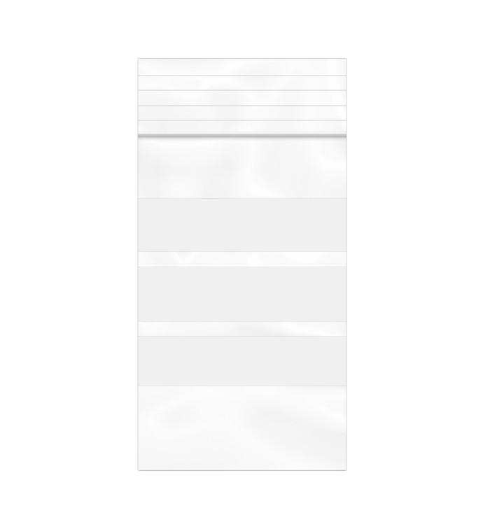 Sac en PE Fermeture zip à bandes blanches 4x6cm G200 (100 Utés)