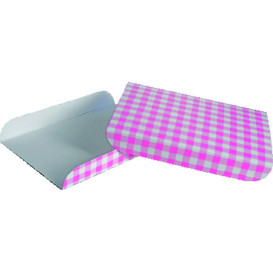 Papieren dienblad voor wafel roze 15x13cm (100 stuks) 