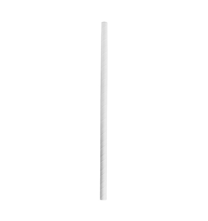 Paille Droite Papier Blanc Smoothie Ø8mm 24cm (100 Utés)