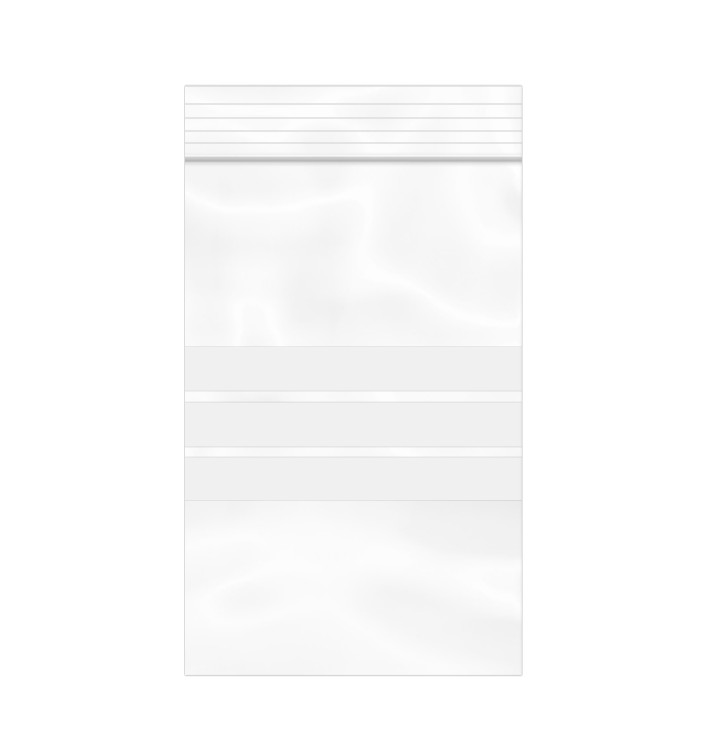 Sac en PE Fermeture zip à bandes blanches 8x12cm G200 (100 Utés)