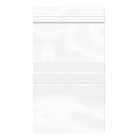 Sac en PE Fermeture zip à bandes blanches 8x12cm G200 (100 Utés)