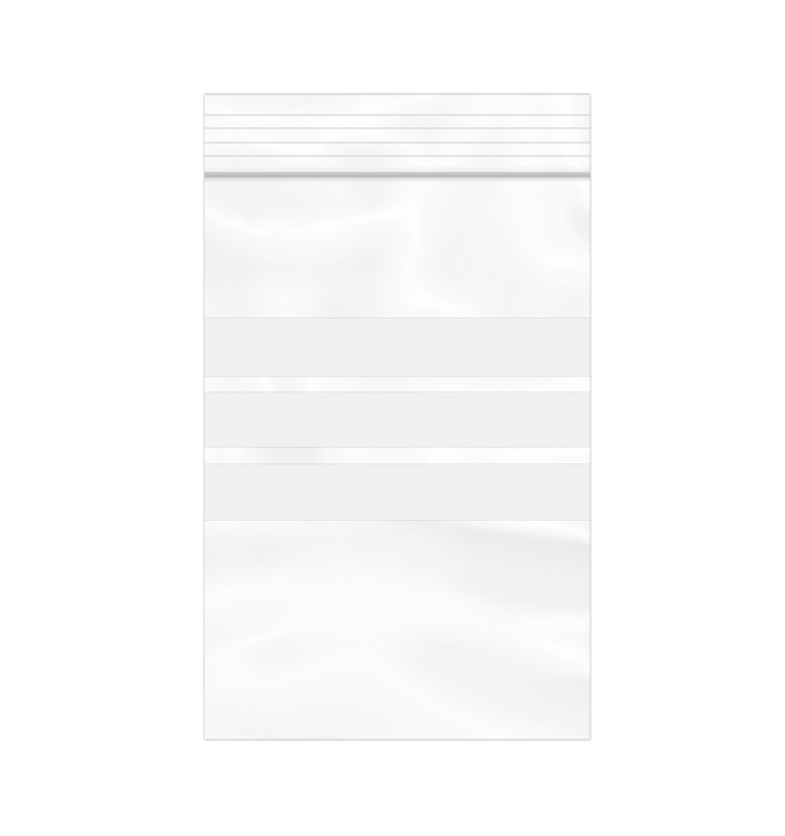 Sac en PE Fermeture zip à bandes blanches 10x15cm G200 (100 Utés)