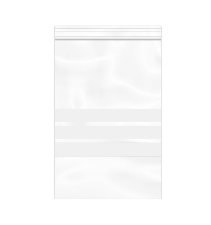 Sac en PE Fermeture zip à bandes blanches 12x18cm G200 (1000 Utés)