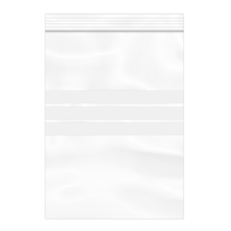 Sac en PE Fermeture zip à bandes blanches 16x22cm G200 (100 Utés)