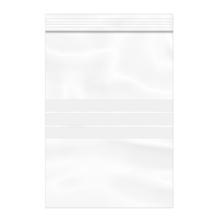 Sac en PE Fermeture zip à bandes blanches 18x25cm G200 (1000 Utés)