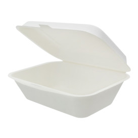 Suikerriet Gescharnierd Container "Menu Box" wit 180x125x70mm (600stuks)