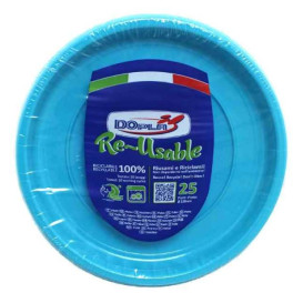 Assiette Plate Réutilisable Economique PS Bleu Clair Ø17cm (300 Utés)