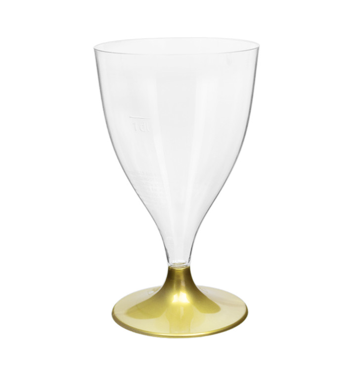 Verre Plastique Vin Pied Or 200ml 2P (400 Utés)