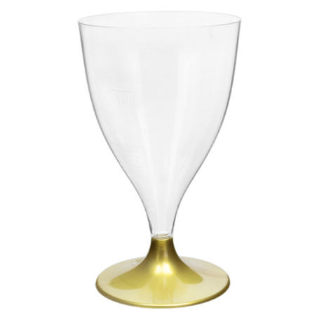 Verre à Vin Réutilisable PS Cristal Pied Or 200ml 2P (400 Utés)