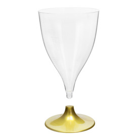 Verre Plastique Vin Pied Or 200ml 2P (400 Utés)