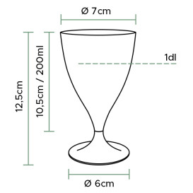 Verre Plastique Vin Pied Blanc 200ml 2P (20 Utés)