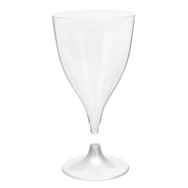 Verre Plastique Vin Pied Blanc 200ml 2P (20 Utés)