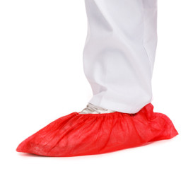 Wegwerp plastic schoen omhulsel PP rood (1000 stuks)