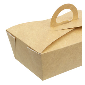 Boîte Kraft avec poignées "Gourmet Bag" 16x9,5x6cm (200 Utés)