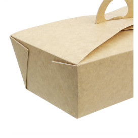 American Box with handles "Doggy Bag" Kraft 20x10x7cm (140 Units)