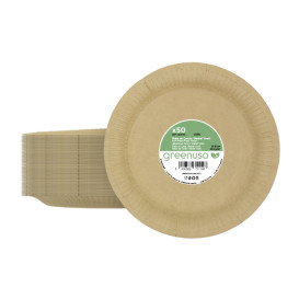 Assiette en Carton Ronde “Radial” Kraft Ø18cm 200gr/m² (50 Utés)