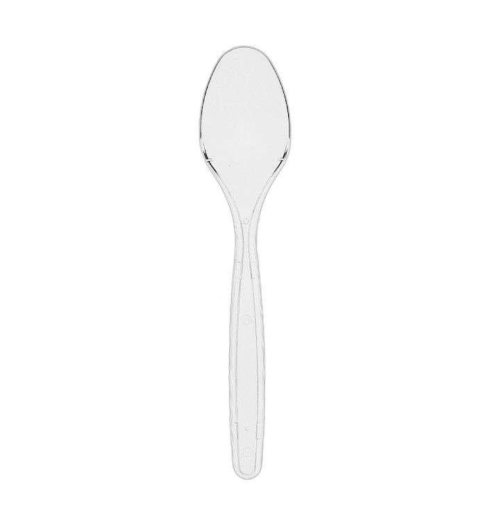 Cuillère plastique PS Réutilisable Transparent 18cm (50 Utés)