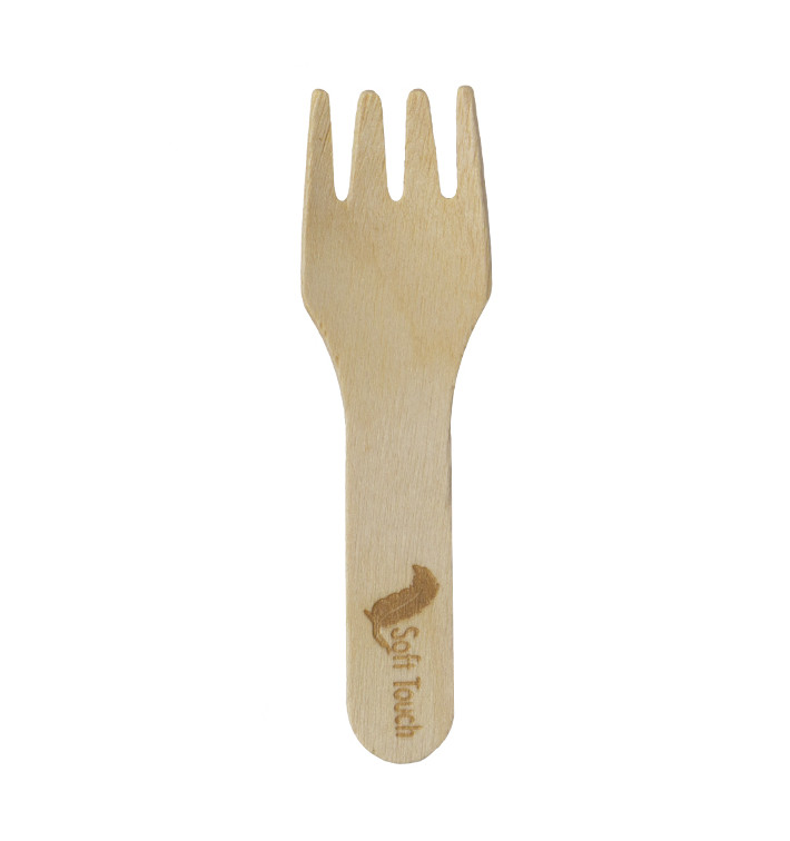 Mini Fourchette en Bois “Soft” 7,5cm (100 Utés)