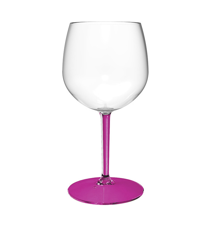 Verre Balloon Réutilisable Durable TT Pied Fuchsia 580ml (6 Utés)