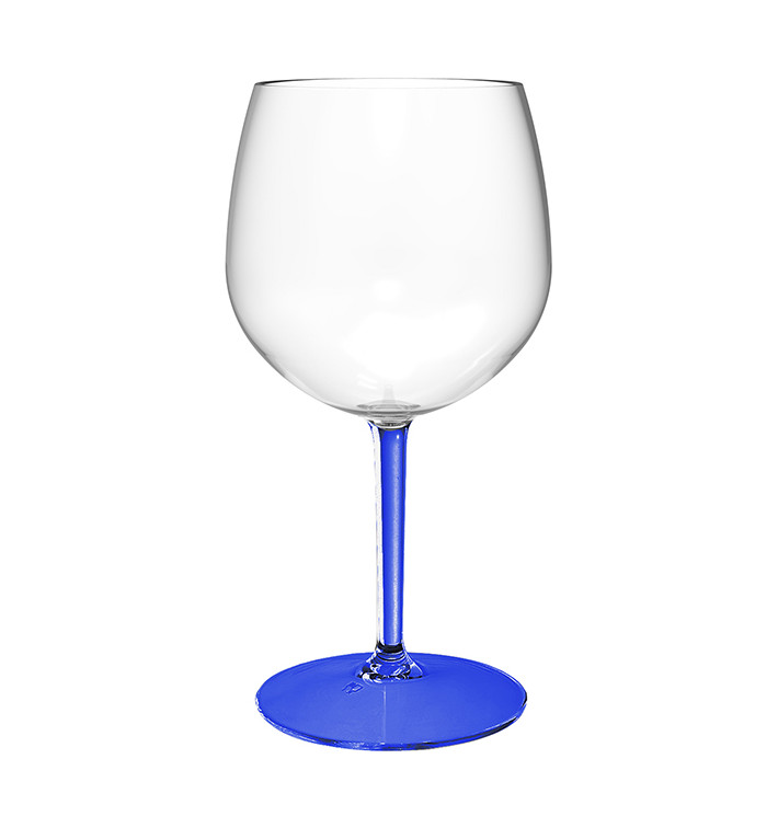 Verre Balloon Réutilisable Durable TT Pied Bleu 580ml (1 Uté)