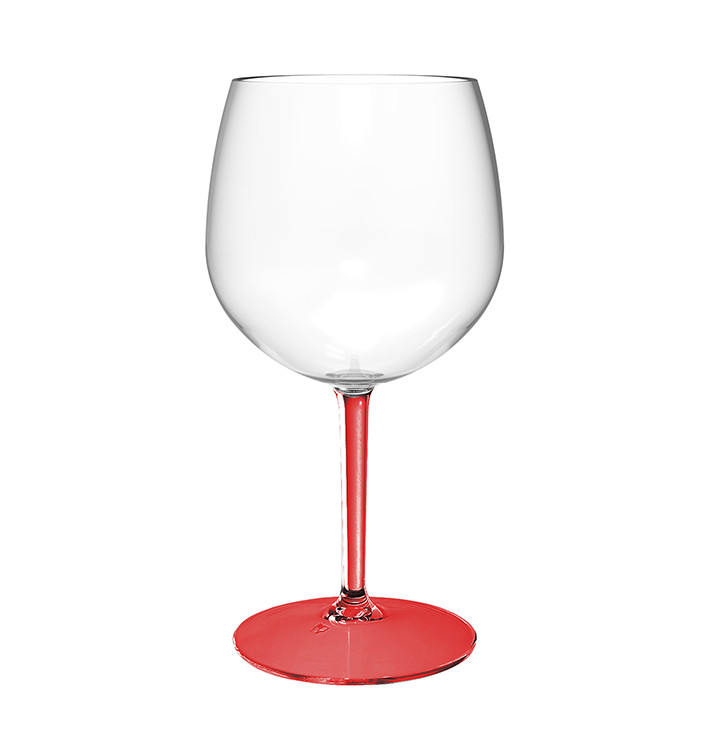 Verre Balloon Réutilisable Durable TT Pied Rouge 580ml (6 Utés)