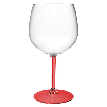 Verre Balloon Réutilisable Durable TT Pied Rouge 580ml (6 Utés)