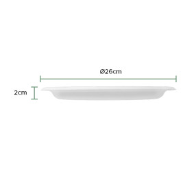 Suikerriet bord wit Ø26cm (400 stuks)