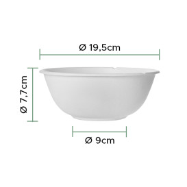 Bol Canne à Sucre Bagasse Blanc 1360ml (50 Utés)