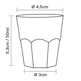 Gobelet Réutilisable Incassable PP Shot Transp. Ø4,5cm 50ml (50 Utés)